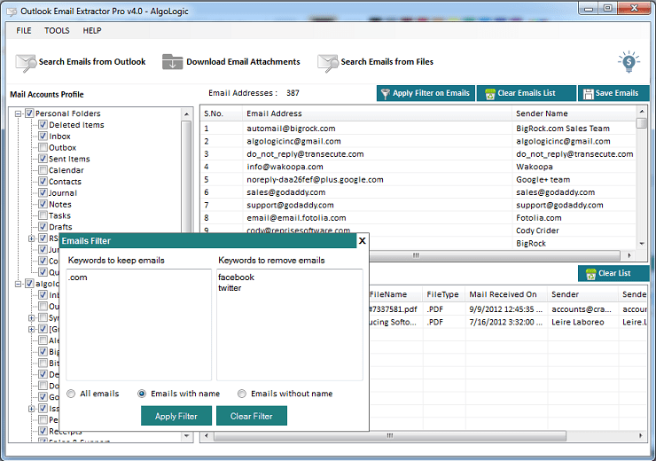 outlook email collector